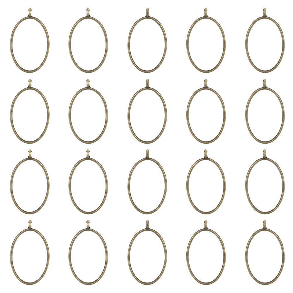 8960 Open Back Bezel Pendants, 30pcs Oval Hollow Frame Charm Geometric